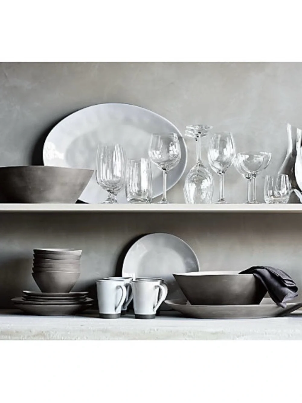 New! Crate&Barrel Taupe Ceramic Bowl with White Interior—Set of 4